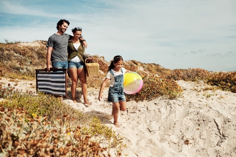 family on a beach